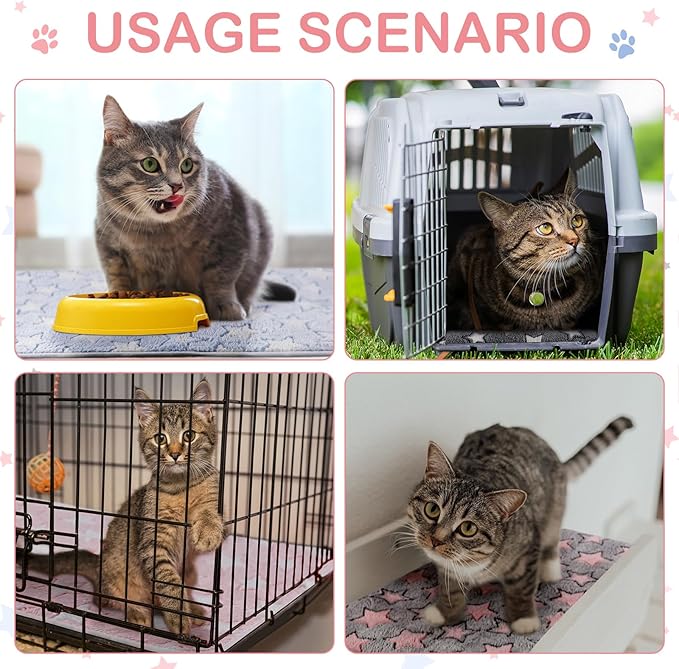 4 Pcs Waterproof Guinea Pig Blankets Washable Small Animal Fleece Bedding Absorbent Guinea Pig Cage Liners Reusable Pet Pee Pad Sleep Mat Pad Cover for Hamster Ferret (Cute Star Pattern, 24 x 16 Inch)-PawvioPets