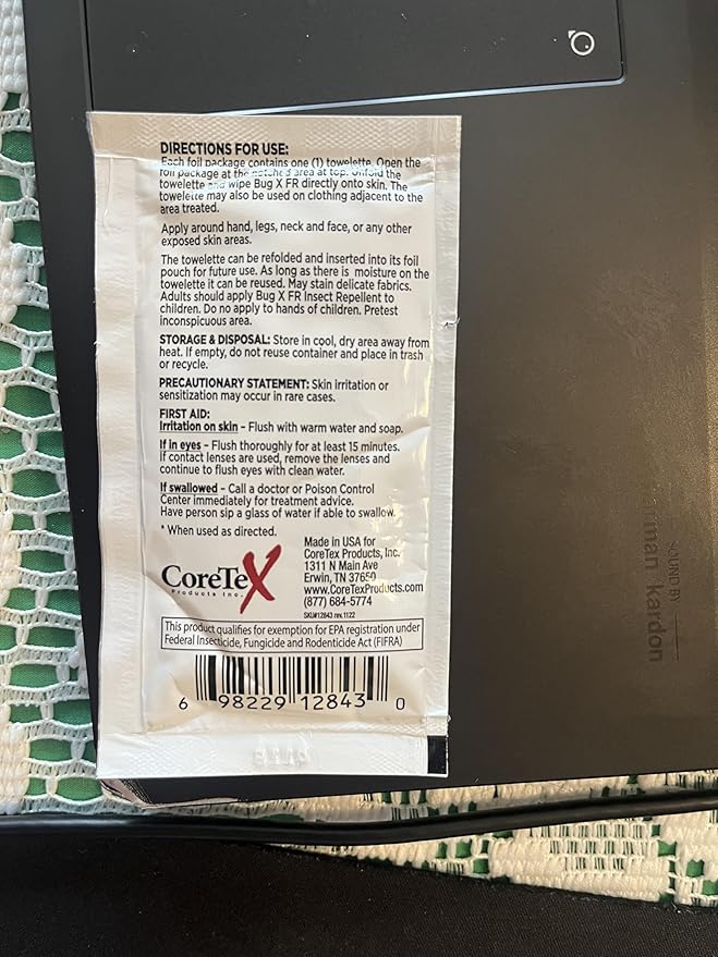 CoreTex Bug X FR DEET-Free Insect Repellent Wipes - Pack of 25 Single-Use, Naturally Derived Geranium Oil Bug Wipes - Protects Against Flies, Fleas & Mosquitoes - Travel Mosquito Repellent Towelettes-PawvioPets