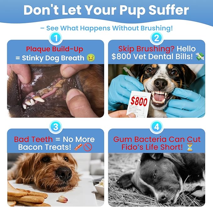 Dog Toothbrush Kit for Small Dogs - Puppy Tooth Brushing Kit with Finger Toothbrush & Soft Bristles, Dental Care Teeth Cleaning Set for Dogs and Cats-PawvioPets