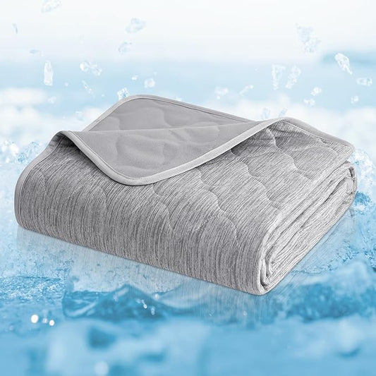 Cozy Bliss Leakproof Cooling Blanket for Large Dogs – Q-Max>0.4, Durable & Washable Dog Cooling Mat for Hot Weather, Soft Pet Throw & Couch Protector for Dogs & Cats, 40x60 Inch, Heather Silver Grey-PawvioPets