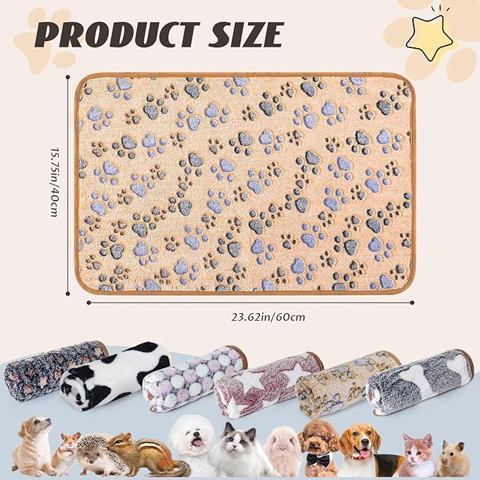 6 Pcs Absorbent Guinea Pig Blankets Washable Small Animal Fleece Bedding Cage Liners Reusable Pet Pee Pad Sleep Mat Pad Cover for Hamster Ferret Rabbit Chinchilla Hedgehog (16"x24")-PawvioPets
