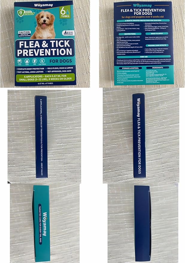 Flea and Tick Prevention for Small Dogs, 6-Month Supply Dog Flea and Tick Treatment Drops, Topical Fast-Acting Dog Flea Treatment for Small Dogs Up to 5 to 22 lbs-PawvioPets