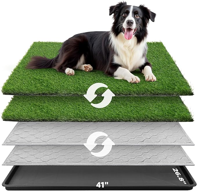 Dog Grass Large Potty Patch, Dog Litter Boxes Artificial Grass Bathroom Turf for Pet Training, Washable Puppy Pee Pad, Perfect Indoor/Outdoor Portable Potty Pet Loo-PawvioPets