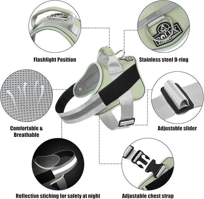 Bolux Dog Harness, No-Pull Reflective Dog Vest, Breathable Adjustable Pet Harness with Handle for Outdoor Walking - No More Pulling, Tugging or Choking-PawvioPets