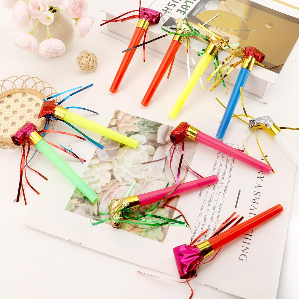 Party Blowers, 25 PCS Party Blowers for Kids, Party Blowouts, Party Noise Makers Horns, Fringed Birthday Blowers Noisemakers Blow Horns Party Whistles Favors for Birthday Christmas New Years Events