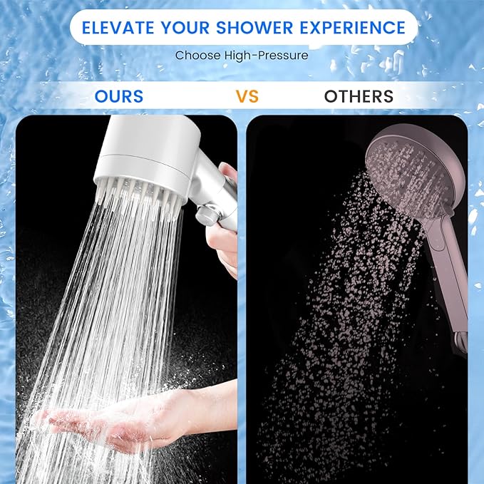 Filtered Shower Head with Handheld, High Pressure 3 Spray Mode Showerhead with 18 Stage Water Softener Filters for Hard Water - Handheld Shower Head-Remove Chlorine-White-PawvioPets