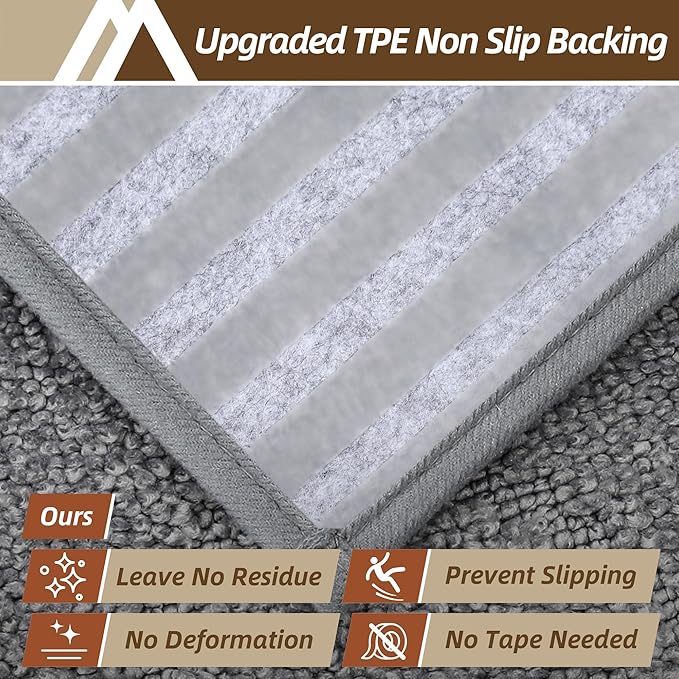 COSY HOMEER Stair Treads for Wooden Steps 9"x28" Washable Indoor Carpet Stair Treads Non Slip Soft Polyester Stair Carpet Tread Reusable Stair Runner Rugs for Kids, Elders,Pets,Medium Grey,10pcs-PawvioPets