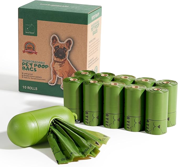Biodegradable Dog Poop Bags 150 Count 10 Rolls with Dispenser, Thicken and Leak Proof Poop Bag Holders for Leashes(Scented)-PawvioPets