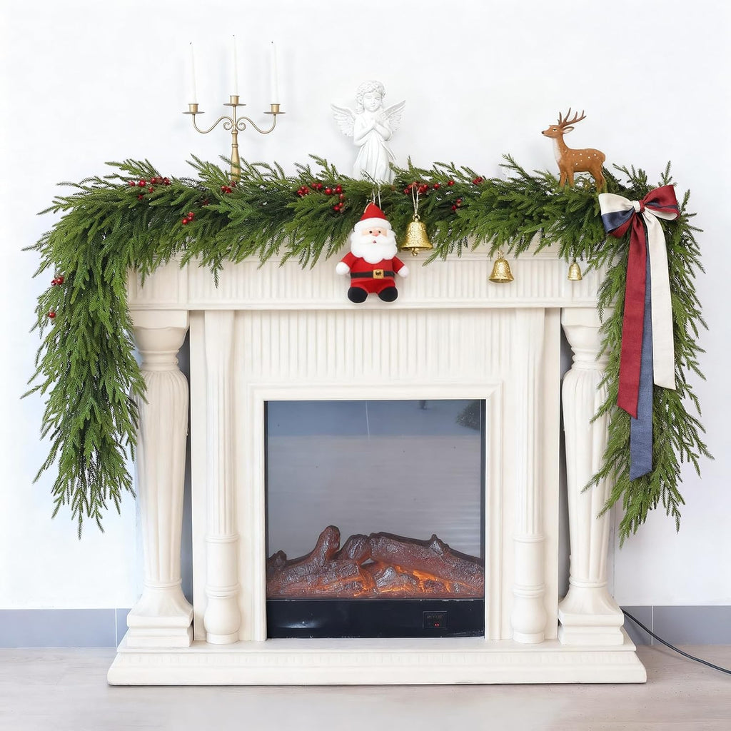 6FT Christmas Artificial Norfolk Pine Garland for Fireplace - Realistic Faux Greenery Fake Garland for Holiday,Table, Window,Mantel,Stairs, Home,Indoor Outdoor Decor (1PCS)
