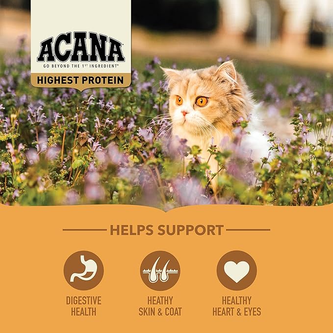 ACANA Grain-free Dry Cat Food Meadowlands Chicken Turkey Fish and Cage-Free Eggs 10lb Bag-PawvioPets
