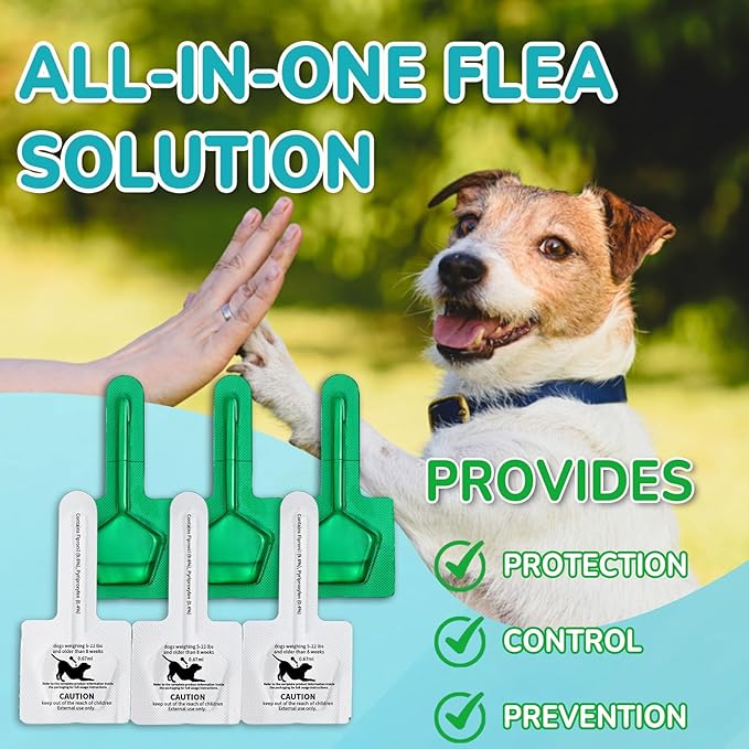 Flea and Tick Prevention for Small Dogs, 6-Month Supply Dog Flea and Tick Treatment Drops, Topical Fast-Acting Dog Flea Treatment for Small Dogs Up to 5 to 22 lbs-PawvioPets