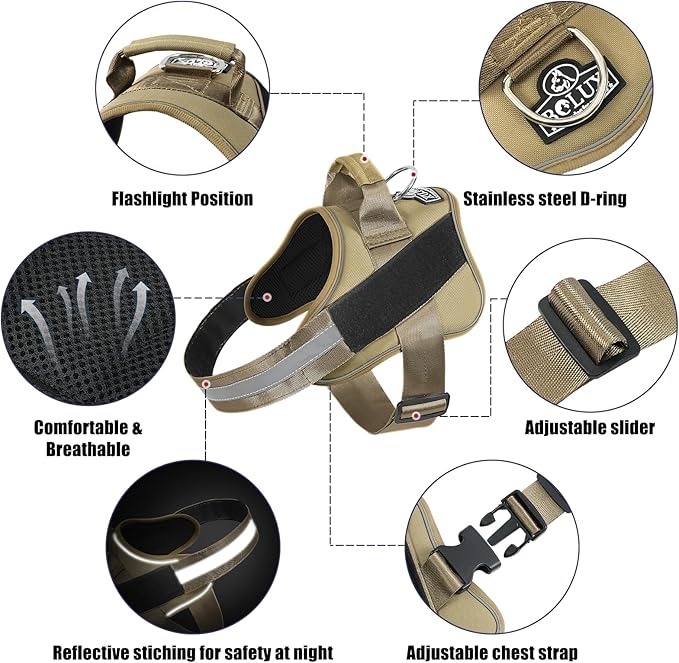 Bolux Dog Harness, No-Pull Reflective Dog Vest, Breathable Adjustable Pet Harness with Handle for Outdoor Walking - No More Pulling, Tugging or Choking-PawvioPets