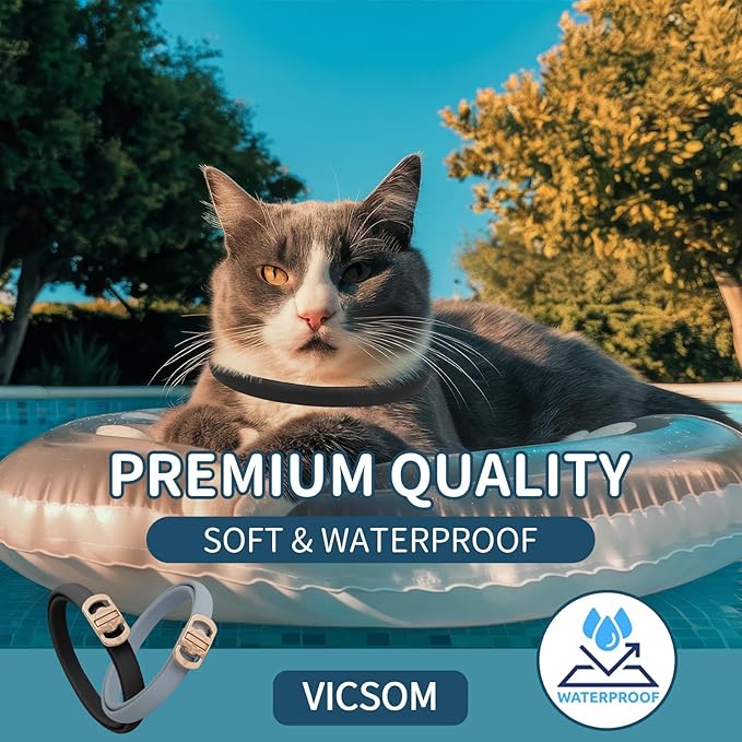 Flea and Tick Collar for Cats - 4 Pack, 32 Month Protection Treatment, Waterproof, Natural Prevention, Adjustable for Cats & Kittens (Black Grey)-PawvioPets