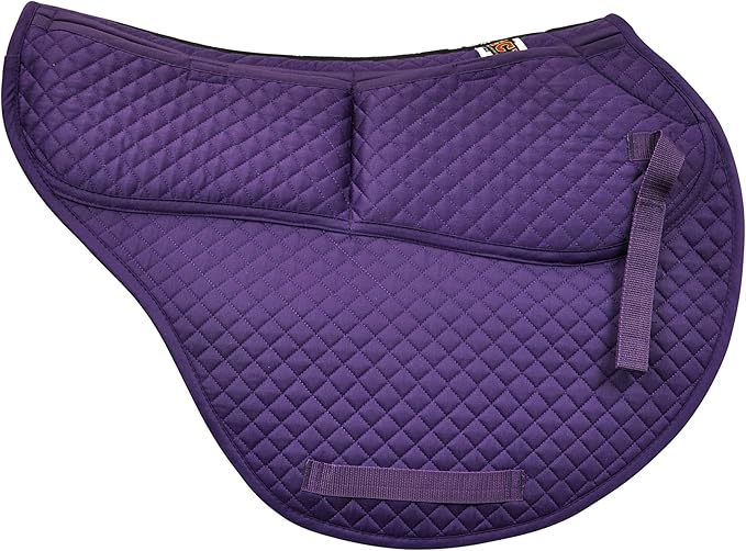 ECP Equine Comfort Products All-Purpose Contoured Correction Saddle Pad with Adjustable Memory Foam Inserts for Custom Support, Non-Slip, Shock Absorbing, 22” Spine, 19.5” Drop-PawvioPets