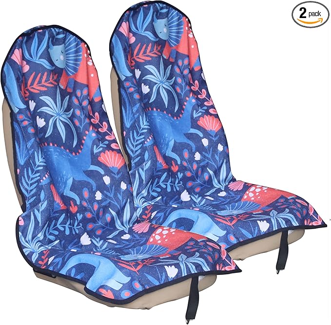 Car Seat Cover Protector Front Seats,for Gym Workout,Running,Swimming,Beach and Hiking,Waterproof Sweat Towel Bucket Seat Covers for Cars SUV Trucks (Dinosaur, 2Pcs)-PawvioPets