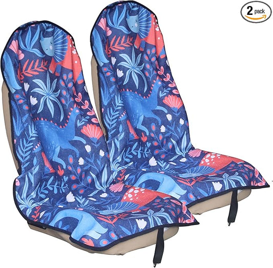 Car Seat Cover Protector Front Seats,for Gym Workout,Running,Swimming,Beach and Hiking,Waterproof Sweat Towel Bucket Seat Covers for Cars SUV Trucks (Dinosaur, 2Pcs)-PawvioPets