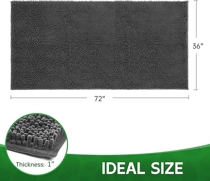 Dog Door Mat Indoor Entrance, 72" x 36" Absorbent Quick-Drying Mud Mat for Dogs, Non-Slip Door Rugs for Entryway Indoor Washable, Soft Chenille Dog Mat for Muddy Paws-PawvioPets
