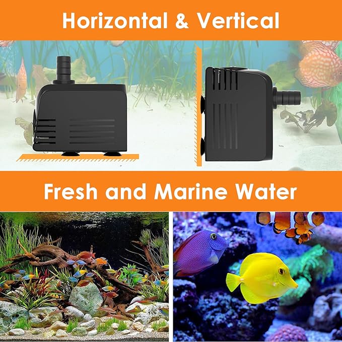 AquaMiracle Submersible Water Pump Aquarium Water Pump with Flow Control, Pond Pump Fountain Pump for Pond, Fountain, Waterfall, Statuary, Water feature, Hydroponics (400GPH, 25W)-PawvioPets