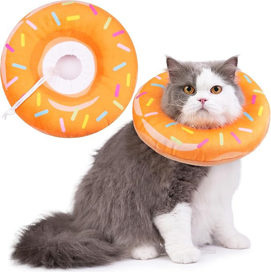 Cat Cone Collar Soft, Cat Recovery Collar for Wound Healing Cute Donut Adjustable Kittens Cones to Stop Licking Comfortable Lightweight Neck Elizabethan Collars for Cats Kittens After Surgery-PawvioPets