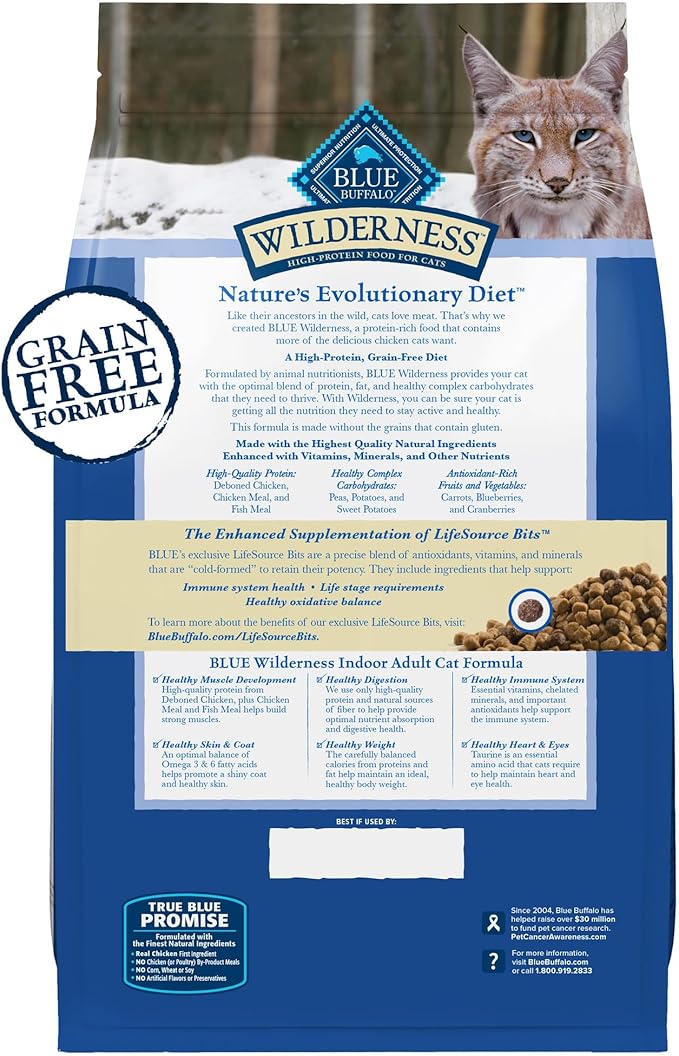 Blue Buffalo Wilderness Nature's Evolutionary Diet High-Protein, Grain-Free Natural Dry Food for Adult Cats, Chicken, 11-lb. Bag-PawvioPets
