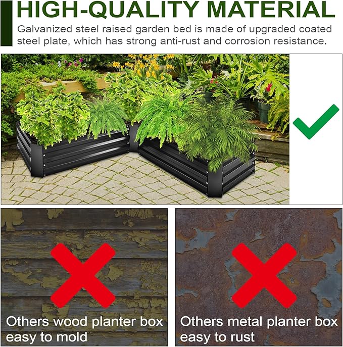 EDOSTORY Raised Bed Garden Bed Kit, 5x5x1ft Galvanized Planter Tall Raised Garden Boxes Outdoor, Large Metal Raised Garden Beds for Vegetables, Flowers, Herbs-PawvioPets