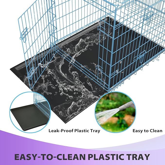 BestPet | Dog Crate | 30" | Blue | Foldable Metal Kennel with Double Doors, Secure Slide-Bolt Latches, Leakproof Tray | Portable Dog Cage for Small Breeds | for Travel, Indoor & Outdoor Use-PawvioPets