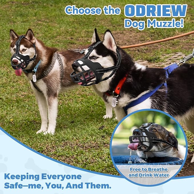 Dog Muzzle for Large Dogs, Breathable Basket Muzzles for Small, Medium and X-Large Aggressive Dog, Allows Panting Drinking, Suitable for Grooming Trimming Training (1, Black)-PawvioPets