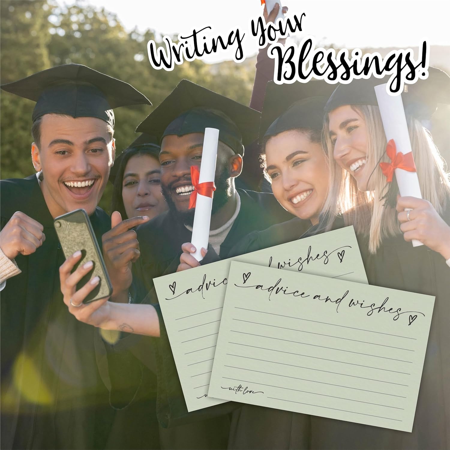 30 Advice & Wishes Cards - moss green - Double Sided Fill-In Advice Cards For Bridal, Wedding, Graduate Party, Mr & Mrs, Retirement, Baby Shower, Party Favor & Supplies - B01