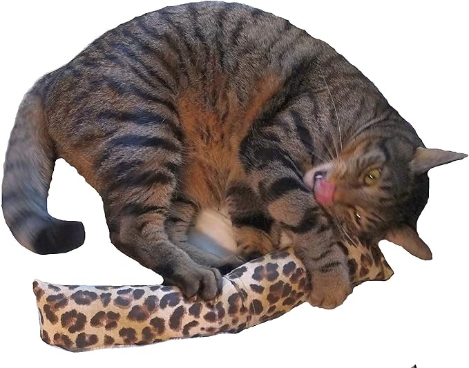 15" Leopard Print Catnip Cat Kicker Toy with Refillable Pocket (Kickers Filled with 1 oz Premium Canadian Catnip)-PawvioPets