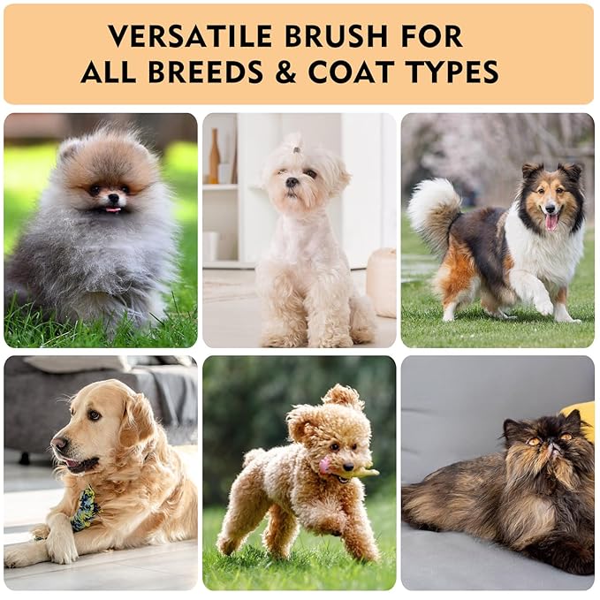 Dog Slicker Brush for Shedding & Grooming - Professional Dog Brush and Cat Brush with Coated Tips & Air-Cushion Design, Deshedding Tool Removes Undercoat Tangles & Loose Fur for Long/Short Hair Pets-PawvioPets