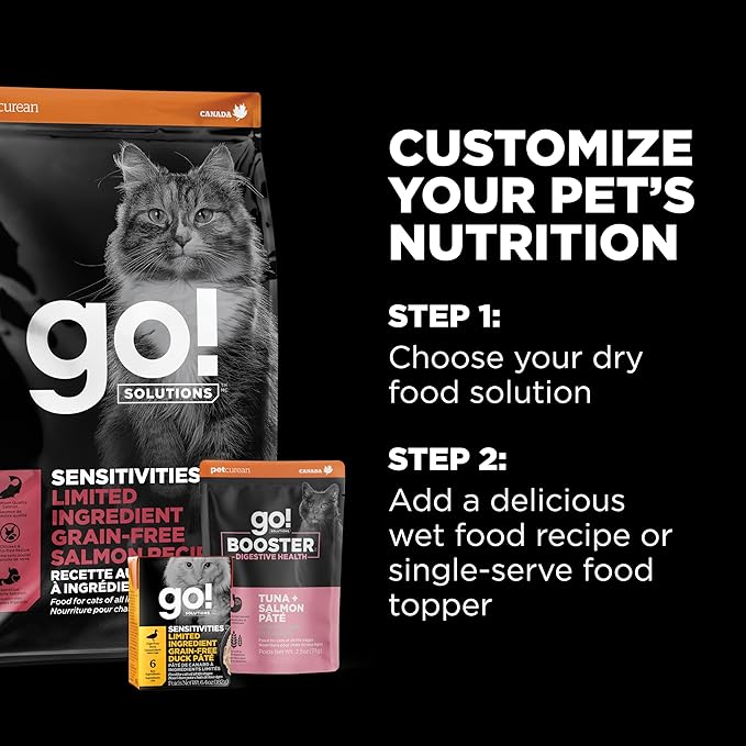Go! Solutions Sensitivities Limited Ingredient, Grain-Free Dry Cat Food, Salmon Recipe for Sensitive Stomach, 3 lb Bag-PawvioPets