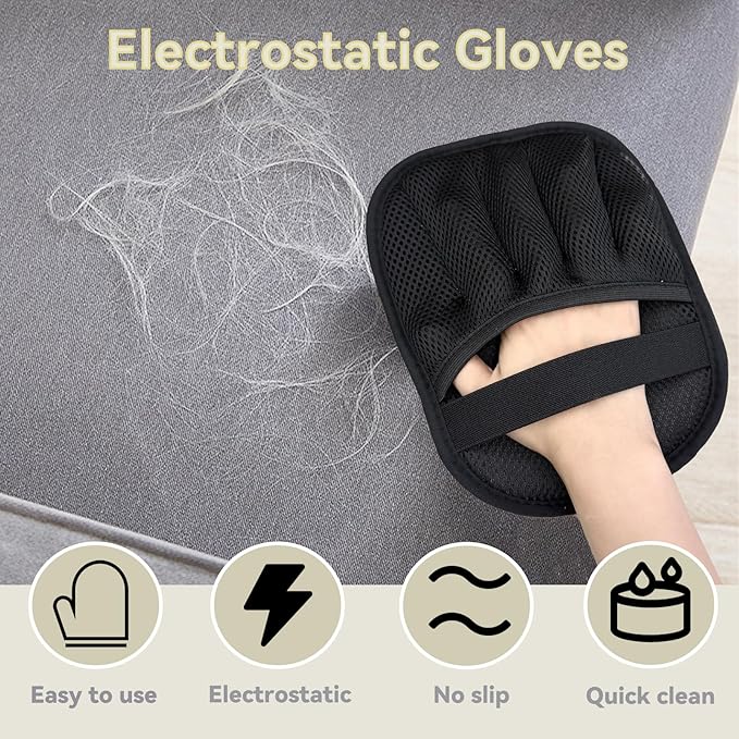 2 Packs Pet Hair Removal Glove,Pet Hair Remover for Cat & Dog,New Upgraded Electrostatic Gloves Pet Hair,Reusable Electro Static Pet Hair Remover Electrostatic Gloves for Furniture,Couch-PawvioPets
