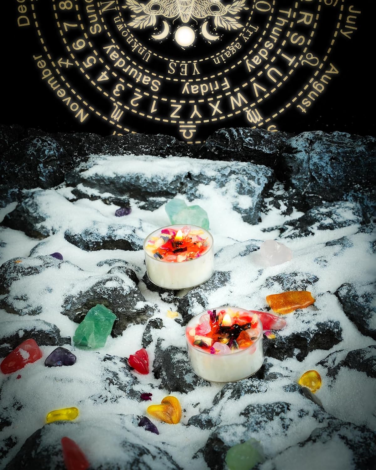 Tealight Candles with Crystals and Herbs, Handmade Energy, Healing Crystal, Aromatherapy Candles. (Pink)