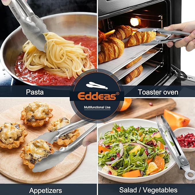 2 Pcs 7 Inch Small Tongs, Heavy Duty Stainless Steel Kitchen Tongs, For Cooking, Food, Buffet, Salad, Fruits, Bread, Dishwasher Safe-PawvioPets