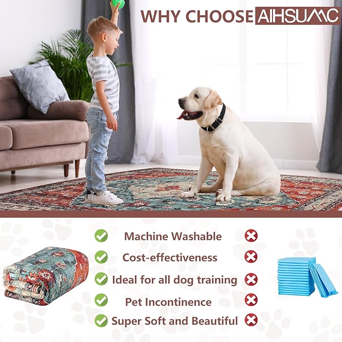 Extra Large Washable Pee Pads for Dogs (72"x72"), Upgrade Reusable Puppy Pads with Non-Slip Rug Pad, Super Thickening Absorbent Leakproof Dog Traning Pads Whelping Pad for Dogs, Doggie-PawvioPets