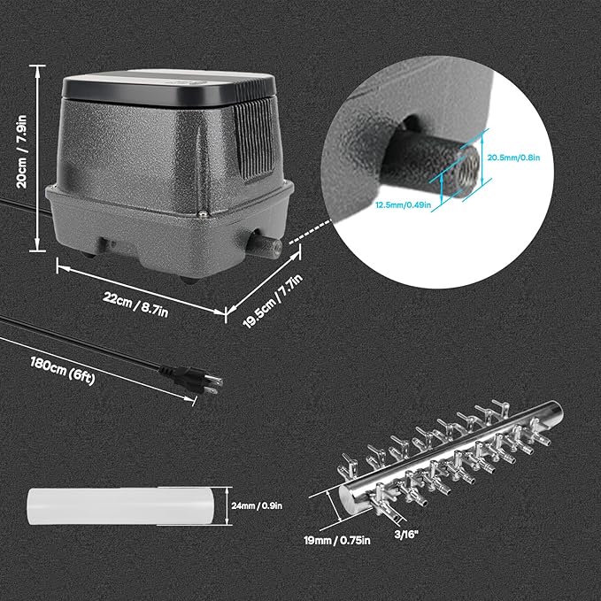 AquaMiracle Linear Air Pump, 635/950/1600/4000GPH Pond Bubbler Septic Air Pump, Energy-Efficient Pond Aerator for Outdoor Ponds, Aquariums, Hydroponics, Waste Treatment-PawvioPets