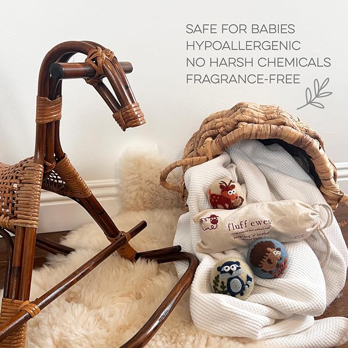 Fluff Ewes Wool Dryer Balls 3 Pack Premium New Zealand Wool Laundry Balls for Dryer, No Static Dryer Balls Laundry Reusable, XL Hedgehog Dryer Balls, Baby Dryer Balls for Dryers - Hedgehog and Homies-PawvioPets