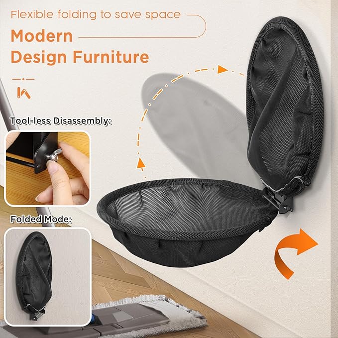 Cat Hammock Wall Mounted, Foldable & Stable Cat Beds- Breathable Cat Wall Shelves for Sleeping, Playing, Climbing, and Lounging - Maximum Hold Up to 30lb (Black)-PawvioPets