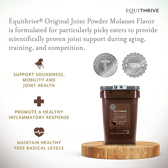 Equithrive Original Joint Supplement Powder with Resveratrol and Hyaluronic Acid for Horses, Equine Care, Molasses Flavor, 8 lbs-PawvioPets