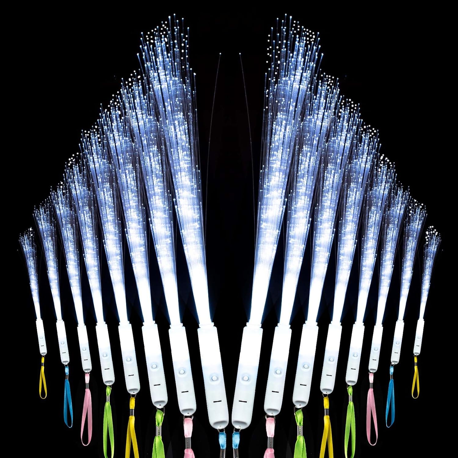 100Pcs White Fiber Optic Wands,3 Models Wedding Sparklers,Glow Sticks Light up Sticks Led Light Wands Fit Wedding Bridal Shower Birthday New Years Eve Party Supplies 2025