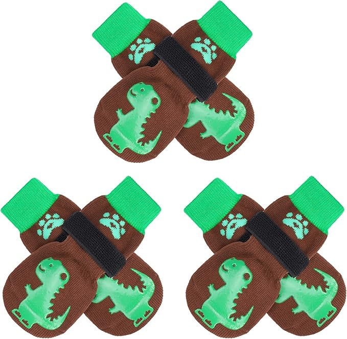 BEAUTYZOO Anti-Slip Dog Socks,Dog Shoes for Hot/Cold Pavement,Paw Protectors with Grips 3 Pairs for Puppy Small Medium Large Senior Old Dogs,Dog Socks to Prevent Licking and Hardwood Floor Protection-PawvioPets