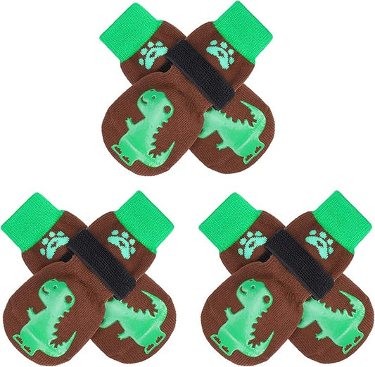 BEAUTYZOO Anti-Slip Dog Socks,Dog Shoes for Hot/Cold Pavement,Paw Protectors with Grips 3 Pairs for Puppy Small Medium Large Senior Old Dogs,Dog Socks to Prevent Licking and Hardwood Floor Protection-PawvioPets