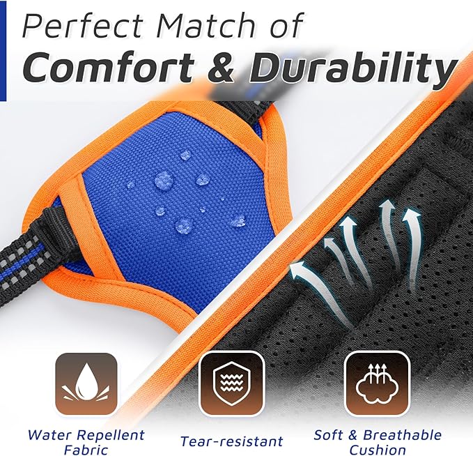 Eagloo Small Dog Harness No Pull, Service Vest with Reflective Strips and Control Handle, Adjustable and Comfortable for Walking, No Choke Pet Harness with 2 Metal Rings, Blue & Orange, XS-PawvioPets