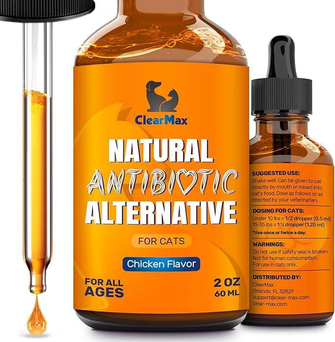 Cat Antibiotic to Help with Cough & Allergies – Antibiotics for Cats to Aid with UTIs and Digestive Moments – HIPS & Joints Support – Attractive Chicken Taste – 2 Oz Bottle-PawvioPets