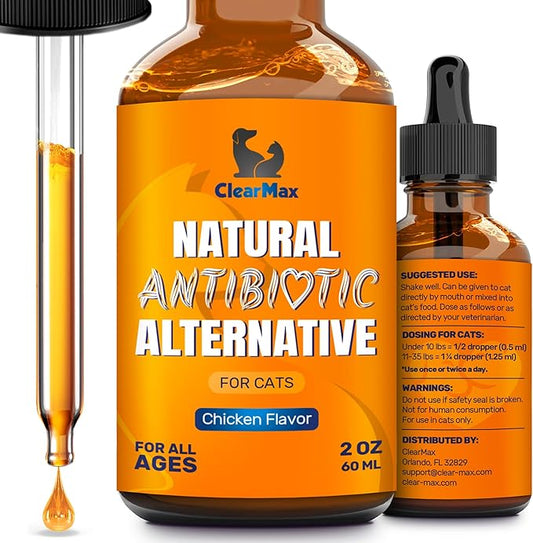 Cat Antibiotic to Help with Cough & Allergies – Antibiotics for Cats to Aid with UTIs and Digestive Moments – HIPS & Joints Support – Attractive Chicken Taste – 2 Oz Bottle-PawvioPets