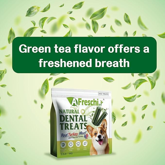 Afreschi Turkey Dental Sticks for Dogs, 2.2 lb – All Natural Dog Chews, USA-Sourced Trukey, Hypoallergenic, Long-Lasting Chew for Puppies and Adult Dogs, Grain-Free, Signature Series-PawvioPets
