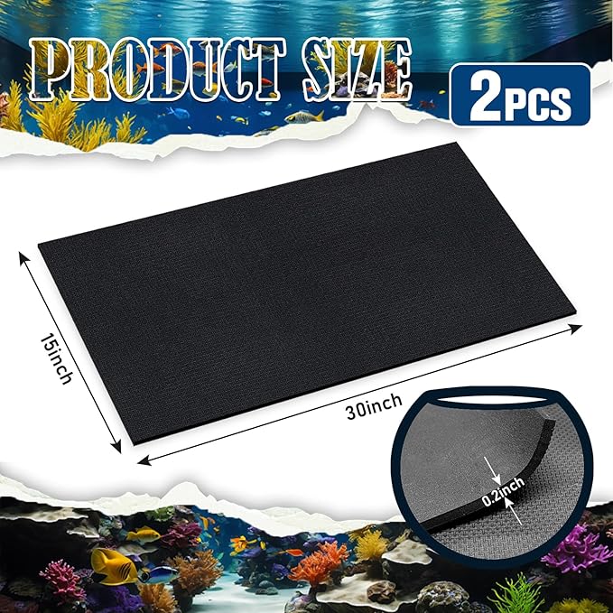 15 x 30 x 0.2 Inches Aquarium Leveling Mat 2PCS/Set Neoprene Non-Slip Shockproof Fish Tank Pad Waterproof Textured Surface for Uneven Surfaces Durable Fish Tank Mat with Easy-Cut Edges-PawvioPets