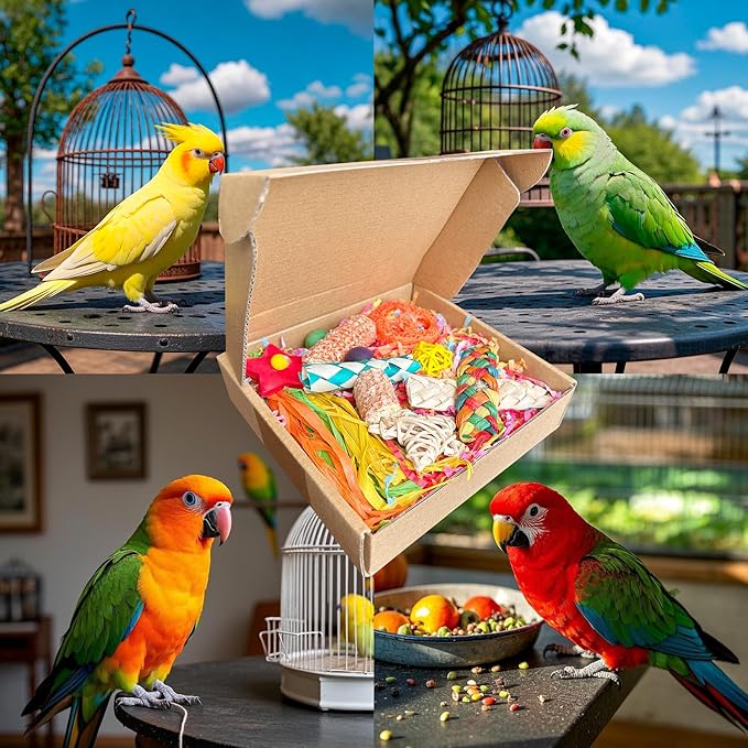 Bird Toys For Cockatiels, Tyotrbs Bird Toys For Conures Parakeet Toy BirdsToy For Parrots Birds Foraging Toy ParrotToys BirdCage Accessories Lovebird Cage Accessories for Small Birds-PawvioPets