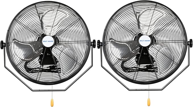 BILT HARD 20 inch Industrial Wall Fan, 4600 CFM, 3-Speeds High Velocity Wall Mount Fan with Sealed Motor, 2 Pack-PawvioPets