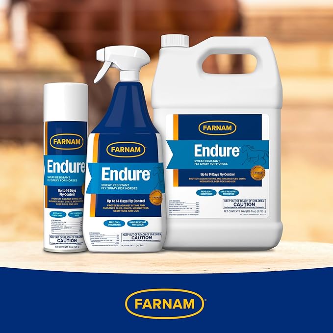 Farnam Endure Sweat-Resistant Fly Spray for Horses, Protects Against Lyme Disease, 15 oz-PawvioPets